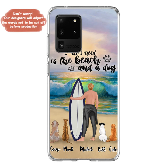 Custom Personalized Surfing Phone Case - Woman/Man With Upto 4 Pets  - Phone Case For iPhone and Samsung - To the Ocean I go - CCS180