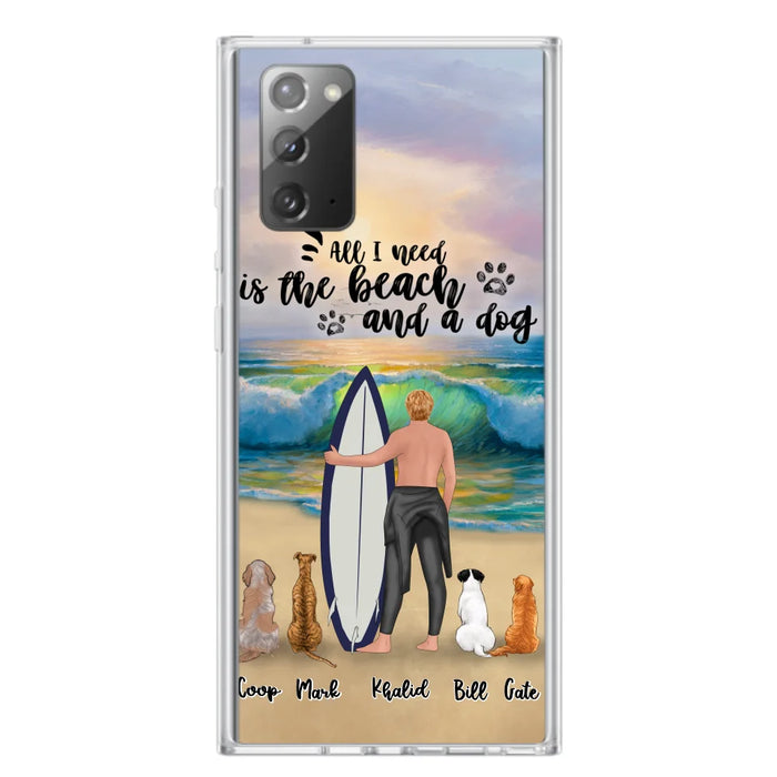 Custom Personalized Surfing Phone Case - Woman/Man With Upto 4 Pets  - Phone Case For iPhone and Samsung - To the Ocean I go - CCS180