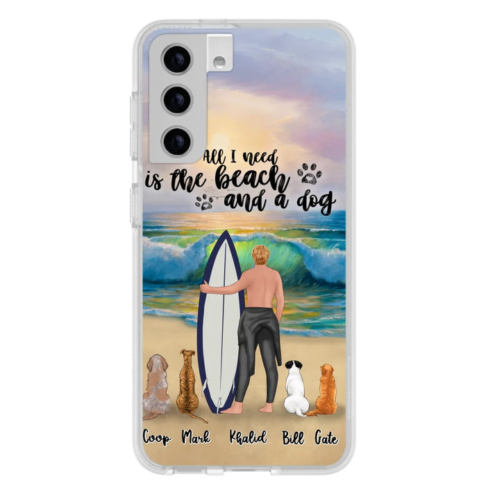 Custom Personalized Surfing Phone Case - Woman/Man With Upto 4 Pets  - Phone Case For iPhone and Samsung - To the Ocean I go - CCS180