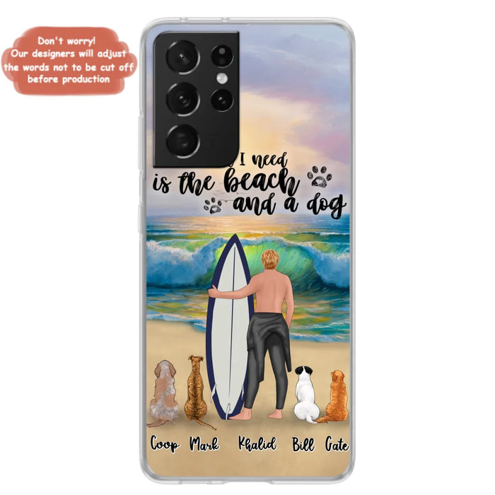 Custom Personalized Surfing Phone Case - Woman/Man With Upto 4 Pets  - Phone Case For iPhone and Samsung - To the Ocean I go - CCS180