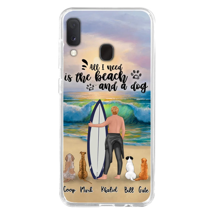 Custom Personalized Surfing Phone Case - Woman/Man With Upto 4 Pets  - Phone Case For iPhone and Samsung - To the Ocean I go - CCS180