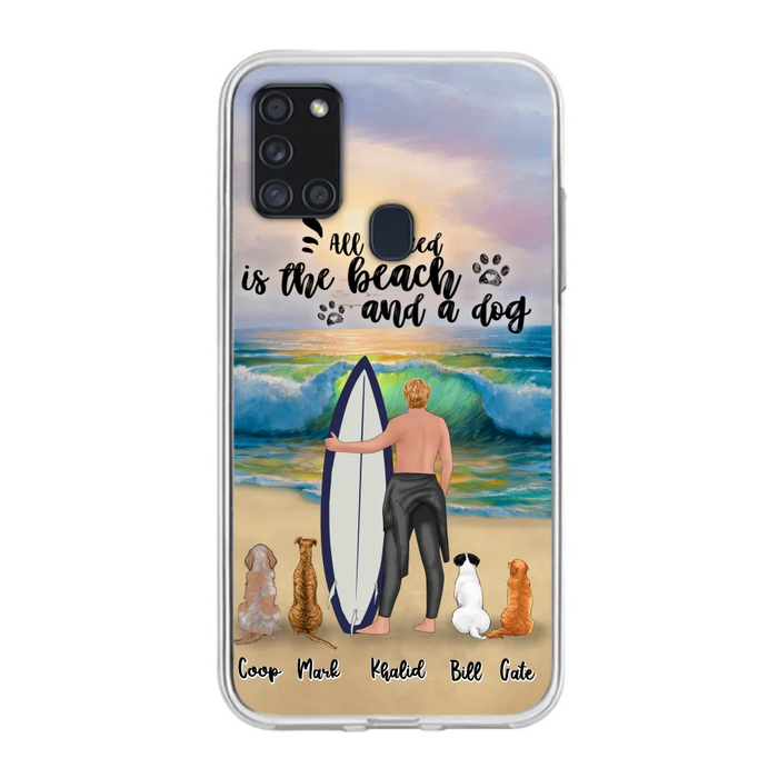 Custom Personalized Surfing Phone Case - Woman/Man With Upto 4 Pets  - Phone Case For iPhone and Samsung - To the Ocean I go - CCS180