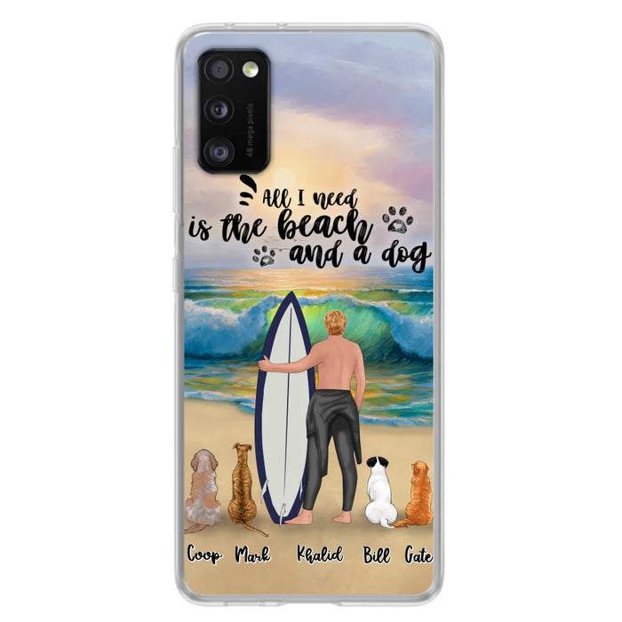 Custom Personalized Surfing Phone Case - Woman/Man With Upto 4 Pets  - Phone Case For iPhone and Samsung - To the Ocean I go - CCS180