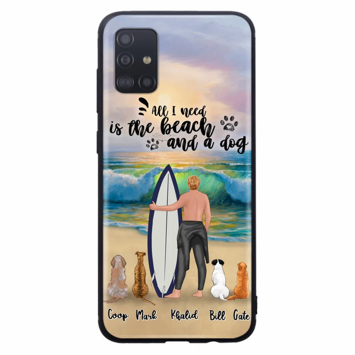 Custom Personalized Surfing Phone Case - Woman/Man With Upto 4 Pets  - Phone Case For iPhone and Samsung - To the Ocean I go - CCS180