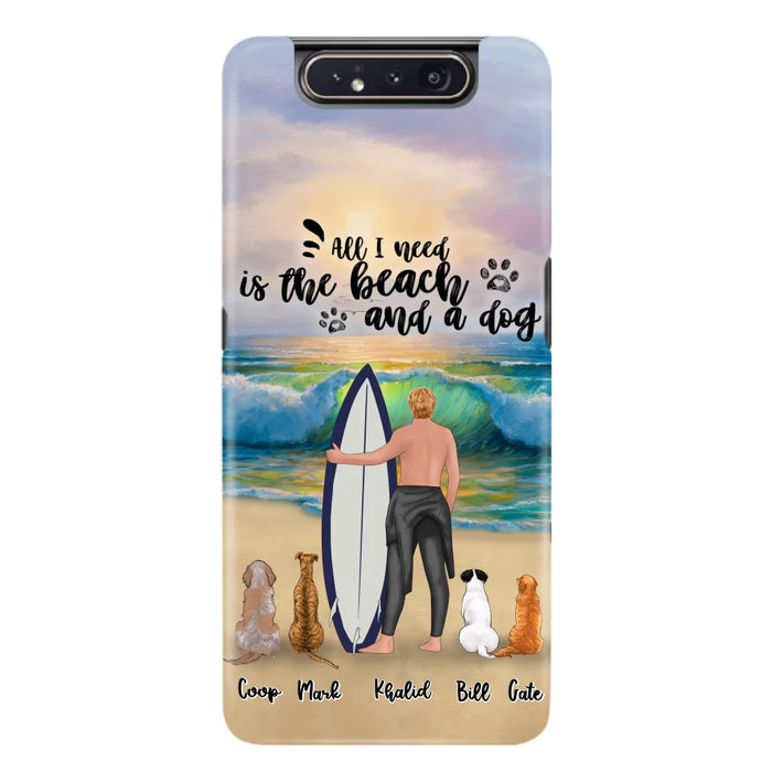 Custom Personalized Surfing Phone Case - Woman/Man With Upto 4 Pets  - Phone Case For iPhone and Samsung - To the Ocean I go - CCS180