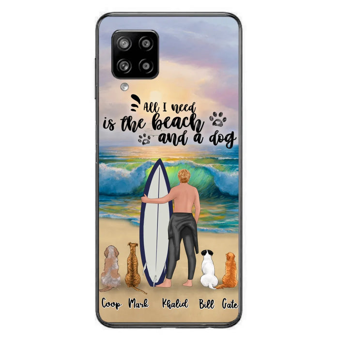 Custom Personalized Surfing Phone Case - Woman/Man With Upto 4 Pets  - Phone Case For iPhone and Samsung - To the Ocean I go - CCS180