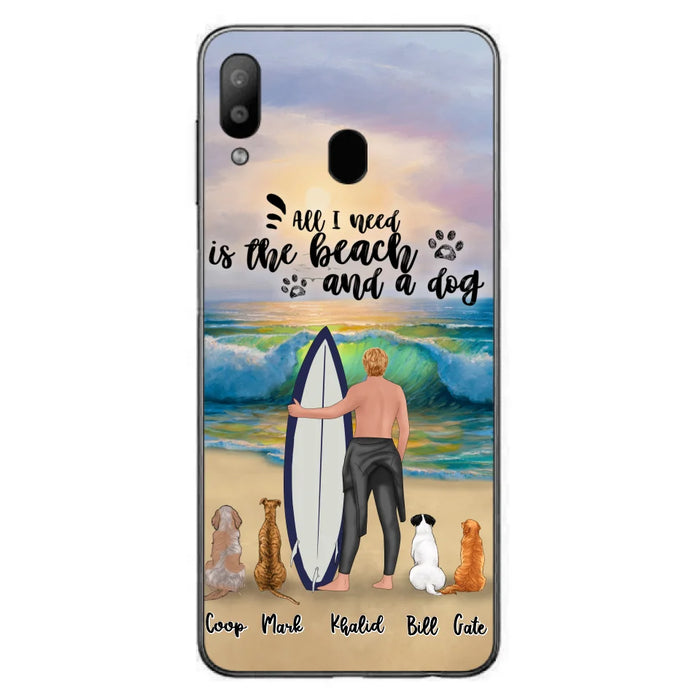 Custom Personalized Surfing Phone Case - Woman/Man With Upto 4 Pets  - Phone Case For iPhone and Samsung - To the Ocean I go - CCS180