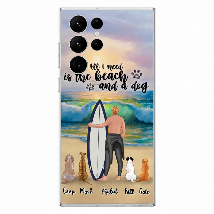 Custom Personalized Surfing Phone Case - Woman/Man With Upto 4 Pets  - Phone Case For iPhone and Samsung - To the Ocean I go - CCS180