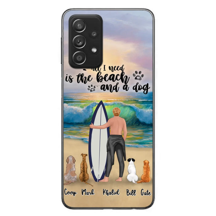 Custom Personalized Surfing Phone Case - Woman/Man With Upto 4 Pets  - Phone Case For iPhone and Samsung - To the Ocean I go - CCS180