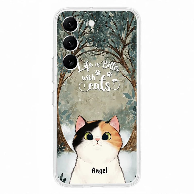 Custom Personalized Cat Phone Case - Best Gift For Cat Lover - Life Is Better With Cats - Phone Case For  iPhone And Samsung