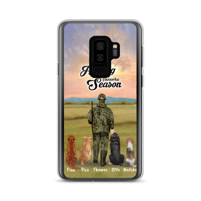 Custom Personalized Hunting Phone Case - Man/Woman With Upto 4 Dogs - Phone Case For iPhone And Samsung - 4168OK