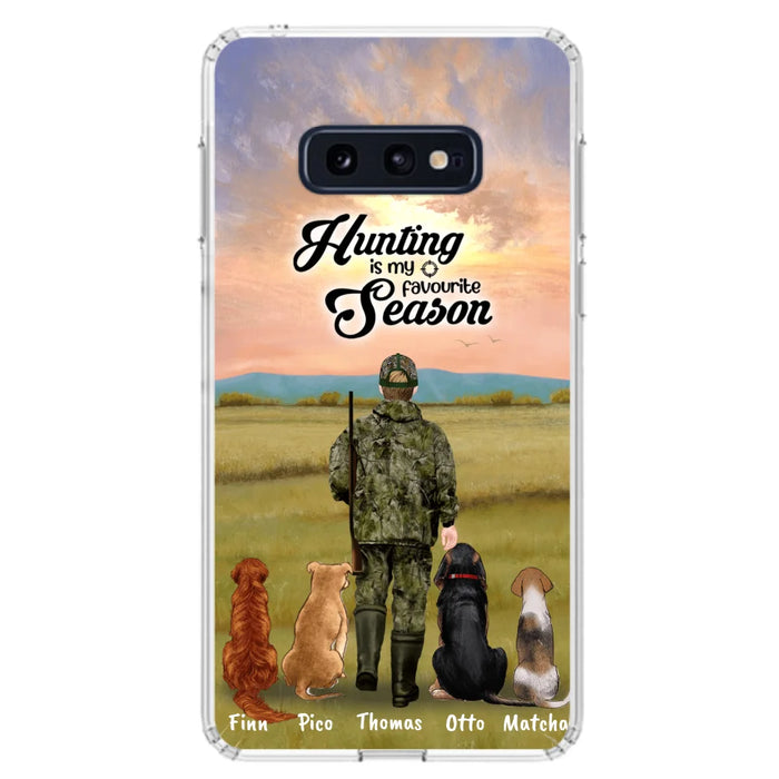 Custom Personalized Hunting Phone Case - Man/Woman With Upto 4 Dogs - Phone Case For iPhone And Samsung - 4168OK