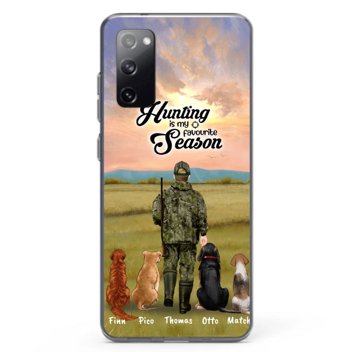 Custom Personalized Hunting Phone Case - Man/Woman With Upto 4 Dogs - Phone Case For iPhone And Samsung - 4168OK