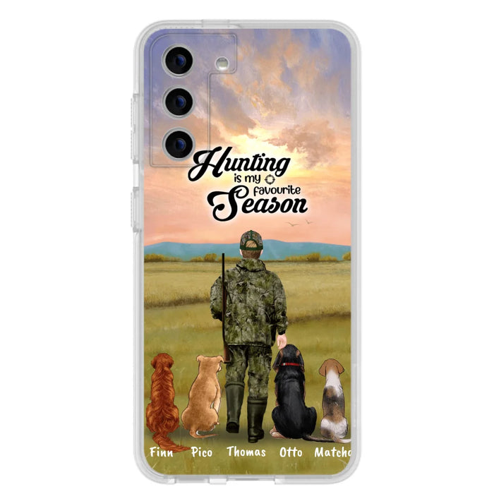 Custom Personalized Hunting Phone Case - Man/Woman With Upto 4 Dogs - Phone Case For iPhone And Samsung - 4168OK