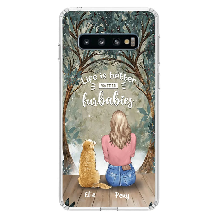 Custom Personalized Pet Mom Phone Case - Girl With Upto 5 Pets - Life Is Better With Furbabies -Phone Case For iPhone And Samsung