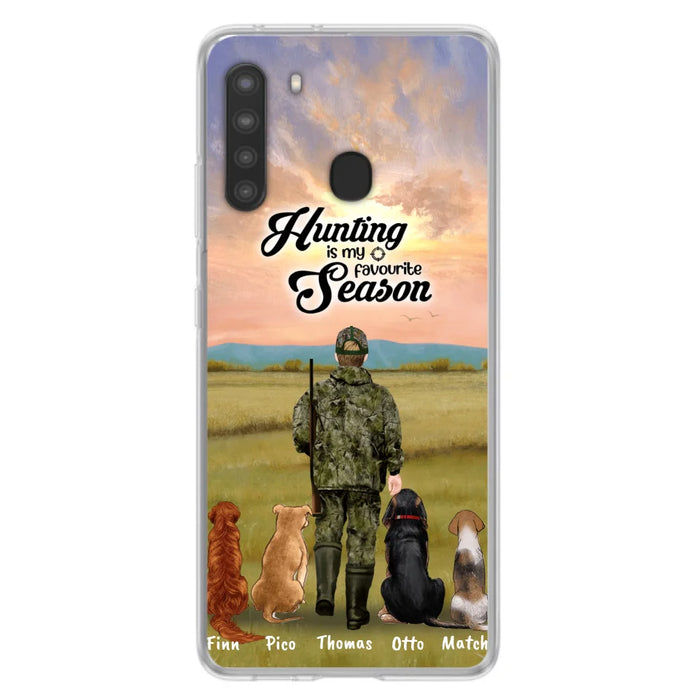 Custom Personalized Hunting Phone Case - Man/Woman With Upto 4 Dogs - Phone Case For iPhone And Samsung - 4168OK