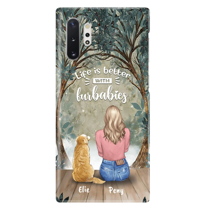 Custom Personalized Pet Mom Phone Case - Girl With Upto 5 Pets - Life Is Better With Furbabies -Phone Case For iPhone And Samsung