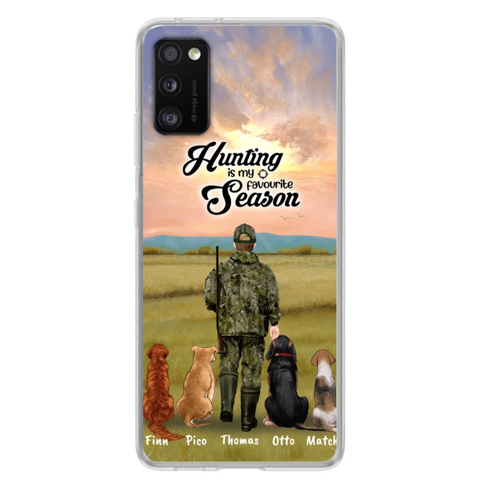 Custom Personalized Hunting Phone Case - Man/Woman With Upto 4 Dogs - Phone Case For iPhone And Samsung - 4168OK