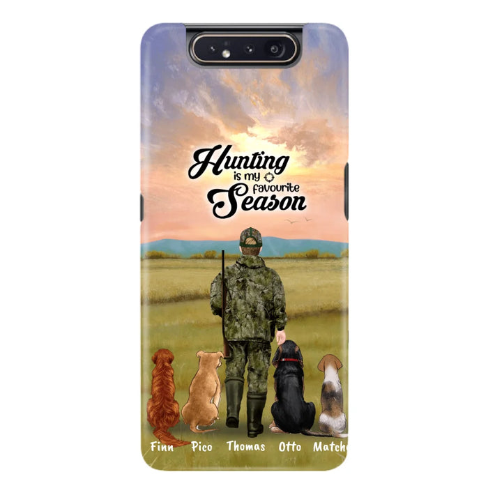 Custom Personalized Hunting Phone Case - Man/Woman With Upto 4 Dogs - Phone Case For iPhone And Samsung - 4168OK