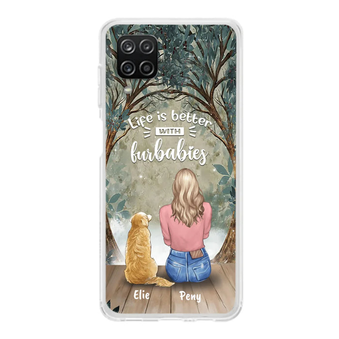 Custom Personalized Pet Mom Phone Case - Girl With Upto 5 Pets - Life Is Better With Furbabies -Phone Case For iPhone And Samsung