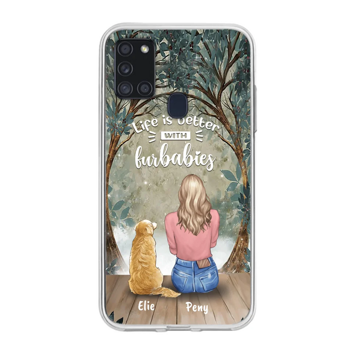 Custom Personalized Pet Mom Phone Case - Girl With Upto 5 Pets - Life Is Better With Furbabies -Phone Case For iPhone And Samsung