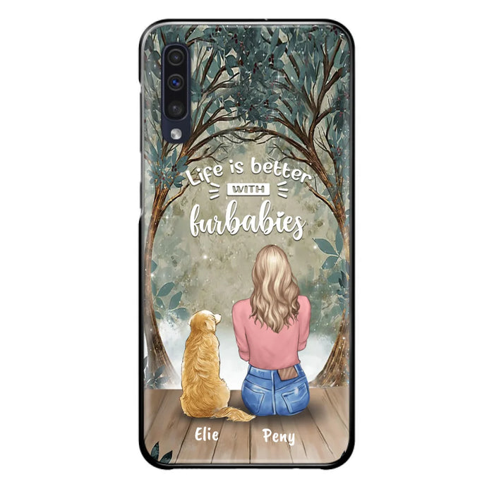 Custom Personalized Pet Mom Phone Case - Girl With Upto 5 Pets - Life Is Better With Furbabies -Phone Case For iPhone And Samsung