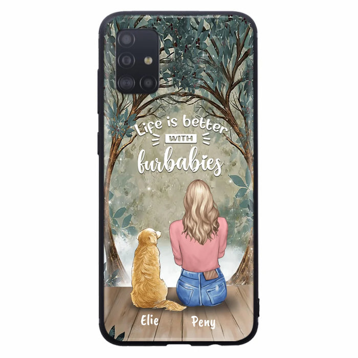 Custom Personalized Pet Mom Phone Case - Girl With Upto 5 Pets - Life Is Better With Furbabies -Phone Case For iPhone And Samsung