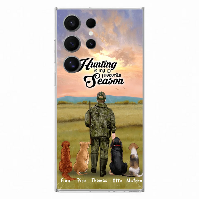 Custom Personalized Hunting Phone Case - Man/Woman With Upto 4 Dogs - Phone Case For iPhone And Samsung - 4168OK