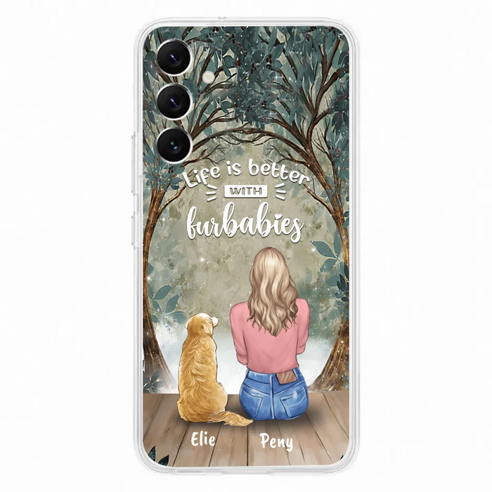 Custom Personalized Pet Mom Phone Case - Girl With Upto 5 Pets - Life Is Better With Furbabies -Phone Case For iPhone And Samsung