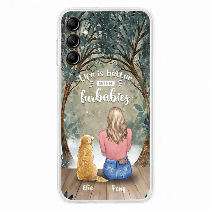 Custom Personalized Pet Mom Phone Case - Girl With Upto 5 Pets - Life Is Better With Furbabies -Phone Case For iPhone And Samsung