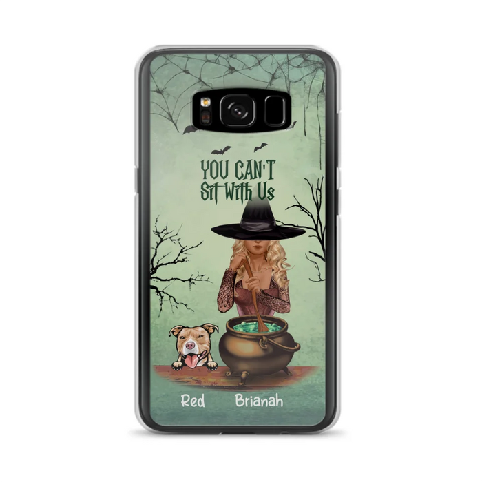 Custom Personalized Dog And Witch Phone Case - Upto 4 Dogs - You Can't Sit With Us -  Phone Case For iPhone and Samsung