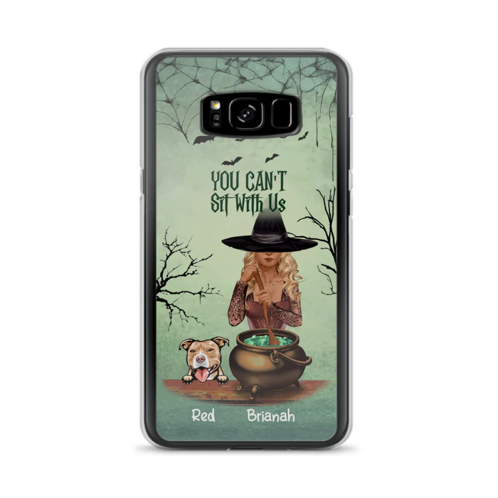 Custom Personalized Dog And Witch Phone Case - Upto 4 Dogs - You Can't Sit With Us -  Phone Case For iPhone and Samsung