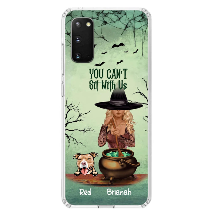 Custom Personalized Dog And Witch Phone Case - Upto 4 Dogs - You Can't Sit With Us -  Phone Case For iPhone and Samsung