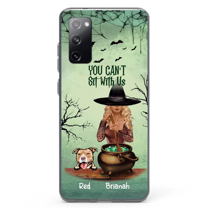 Custom Personalized Dog And Witch Phone Case - Upto 4 Dogs - You Can't Sit With Us -  Phone Case For iPhone and Samsung