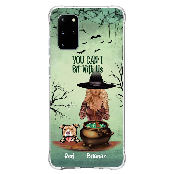 Custom Personalized Dog And Witch Phone Case - Upto 4 Dogs - You Can't Sit With Us -  Phone Case For iPhone and Samsung