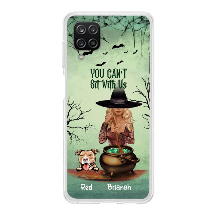 Custom Personalized Dog And Witch Phone Case - Upto 4 Dogs - You Can't Sit With Us -  Phone Case For iPhone and Samsung