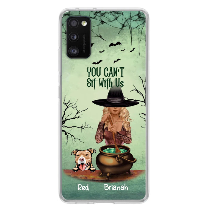 Custom Personalized Dog And Witch Phone Case - Upto 4 Dogs - You Can't Sit With Us -  Phone Case For iPhone and Samsung