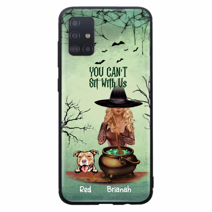 Custom Personalized Dog And Witch Phone Case - Upto 4 Dogs - You Can't Sit With Us -  Phone Case For iPhone and Samsung