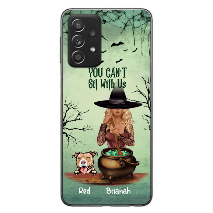 Custom Personalized Dog And Witch Phone Case - Upto 4 Dogs - You Can't Sit With Us -  Phone Case For iPhone and Samsung