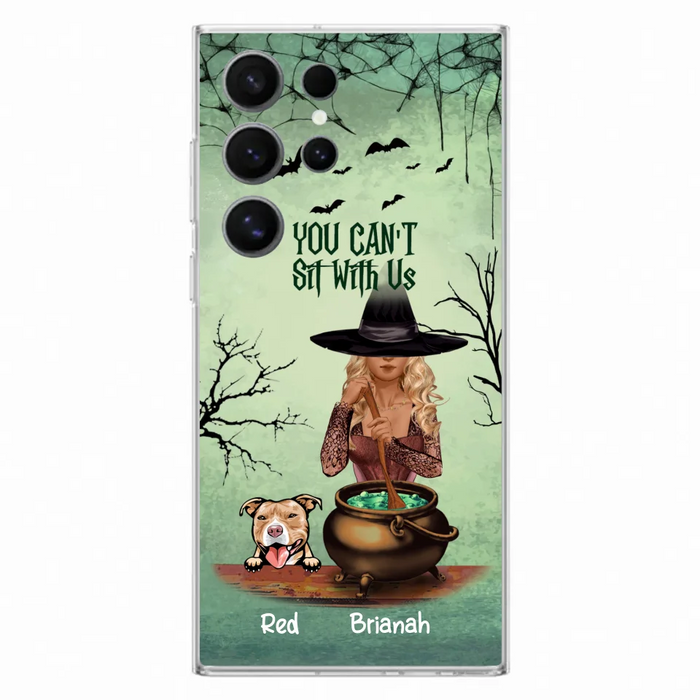 Custom Personalized Dog And Witch Phone Case - Upto 4 Dogs - You Can't Sit With Us -  Phone Case For iPhone and Samsung