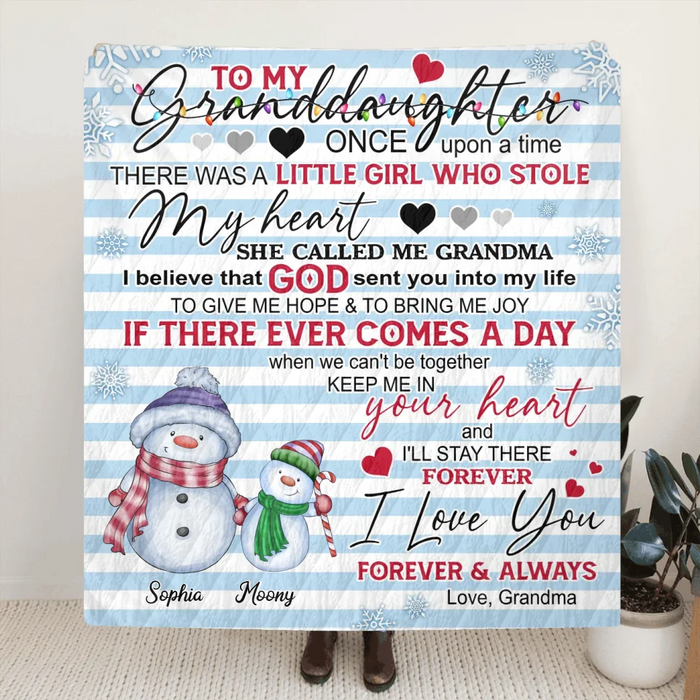 Personalized Grandma Quilt/Single Layer Fleece Blanket - Gift Idea For Grandma - Upto 5 Grandkids -   I Love You Forever & Always