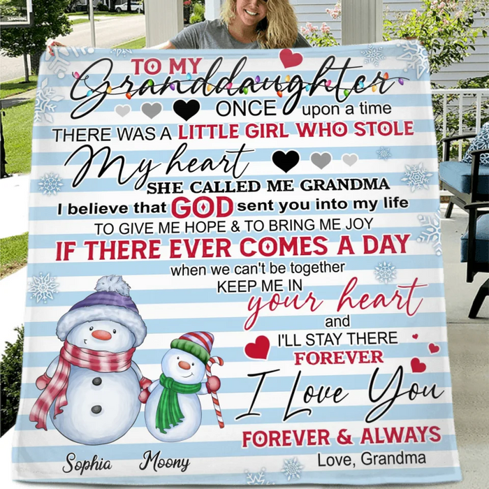 Personalized Grandma Quilt/Single Layer Fleece Blanket - Gift Idea For Grandma - Upto 5 Grandkids -   I Love You Forever & Always