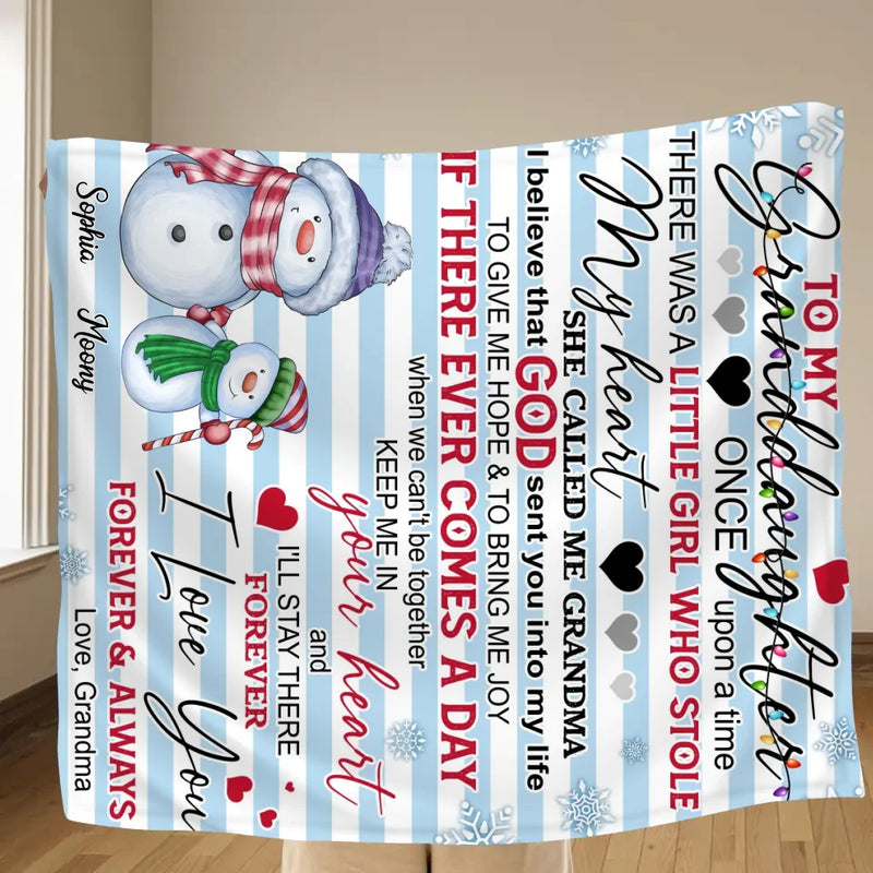Personalized Grandma Quilt/Fleece Throw Blanket - Gift Idea For Grandma - Up to 5 Grandkids - I Love You Forever & Always