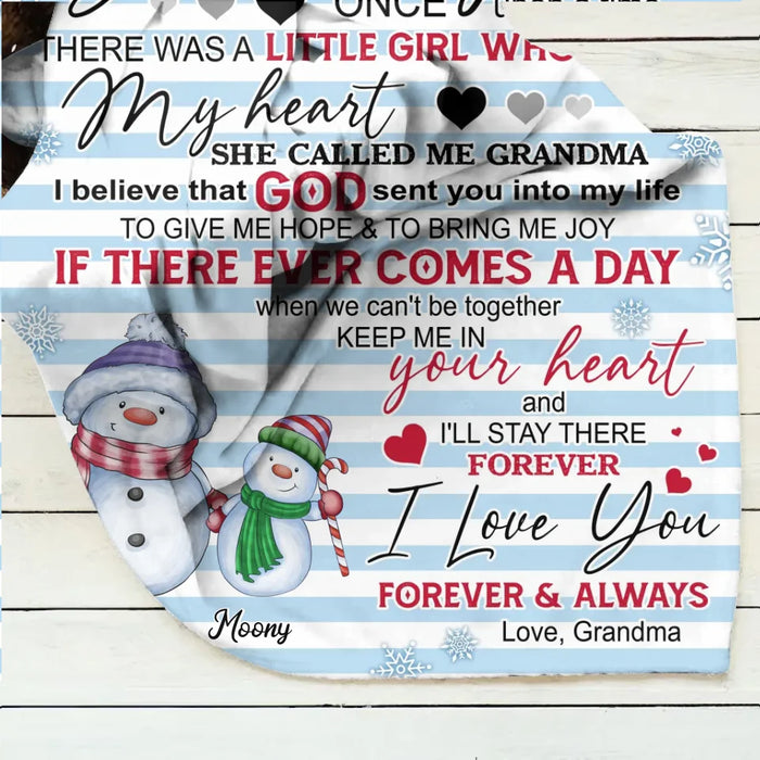 Personalized Grandma Quilt/Single Layer Fleece Blanket - Gift Idea For Grandma - Upto 5 Grandkids -   I Love You Forever & Always