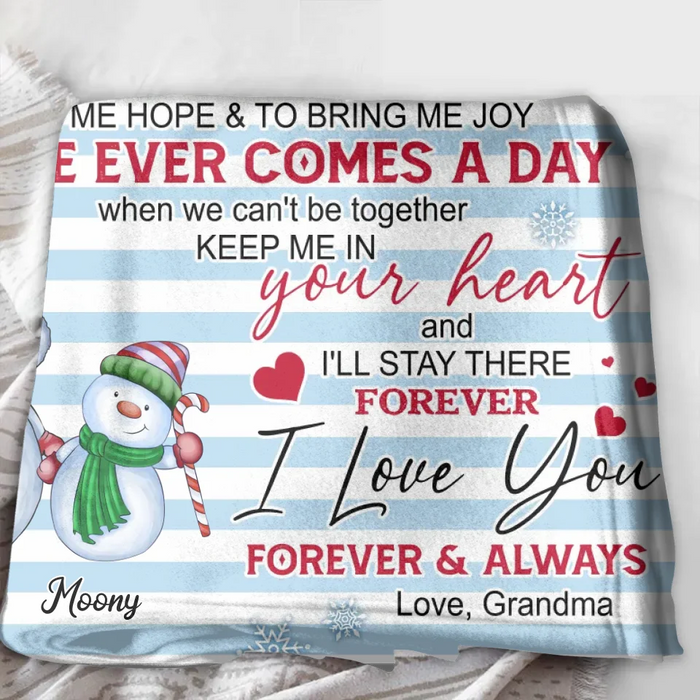 Personalized Grandma Quilt/Single Layer Fleece Blanket - Gift Idea For Grandma - Upto 5 Grandkids -   I Love You Forever & Always