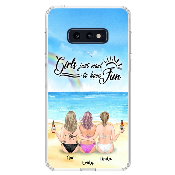 Personalized Best Friends Phone Case - Upto 3 Besties - Girls Just Want To Have Fun