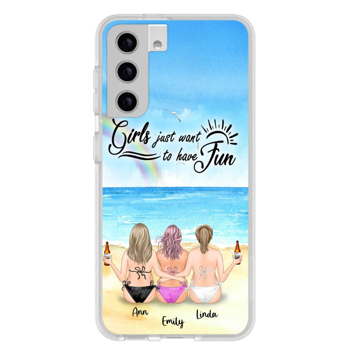 Personalized Best Friends Phone Case - Upto 3 Besties - Girls Just Want To Have Fun