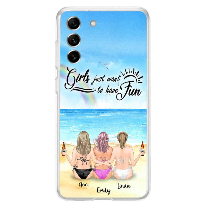 Personalized Best Friends Phone Case - Upto 3 Besties - Girls Just Want To Have Fun