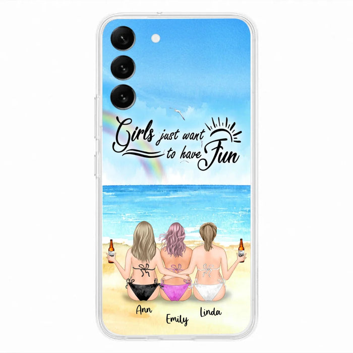 Personalized Best Friends Phone Case - Upto 3 Besties - Girls Just Want To Have Fun