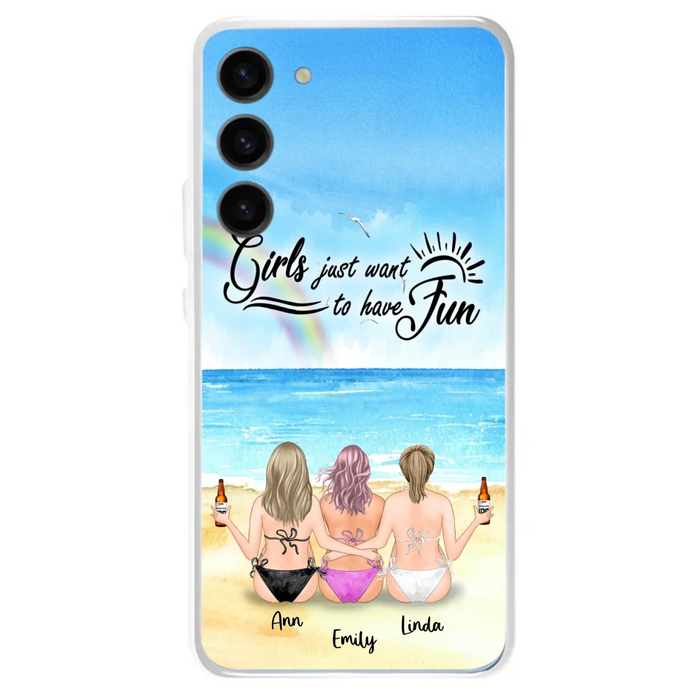 Personalized Best Friends Phone Case - Upto 3 Besties - Girls Just Want To Have Fun